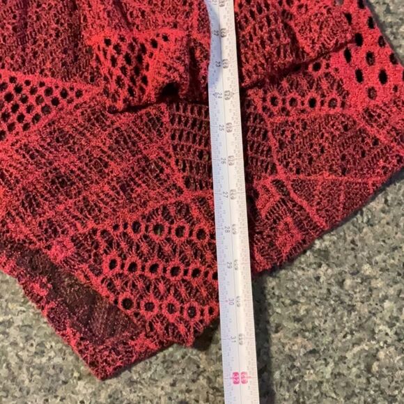 Lily by Firmiana Red 3/4 Sleeve Asymmetrical Tunic Blouse Shirt Women M Polyeste - Picture 9 of 9